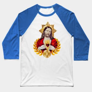 Jesus Christ shining over your sacred heart in burning flames Baseball T-Shirt